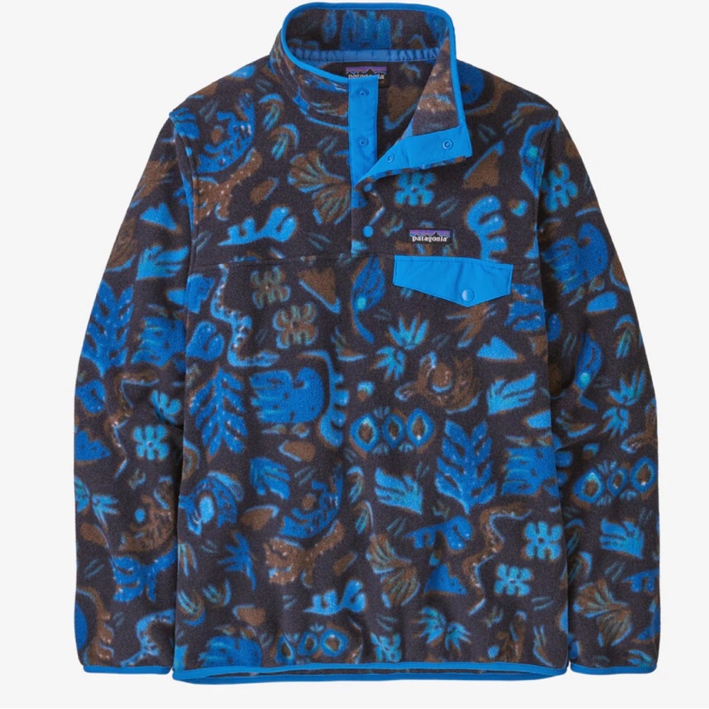 FLASHSALE🔥 Patagonia ocean Blue Brown Synchilla Fleece snap-T Pullover sweater